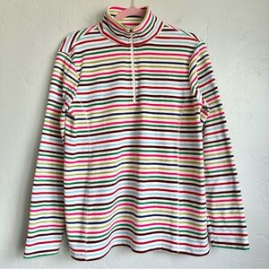 Lands' End Women’s Rainbow Striped Lightweight 1/4 Zip Fleece Pullover Med EUC